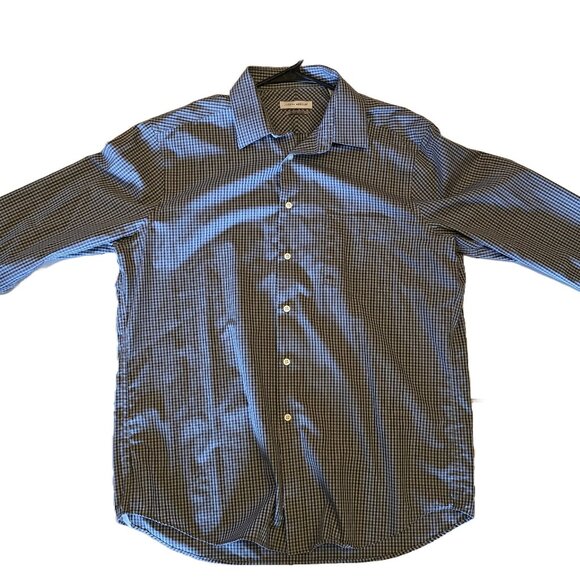 VGUC - Joseph Abboud Men's Grey & Blue Button-Up Shirt - Slim Fit 16.5 32/33 - Picture 1 of 6